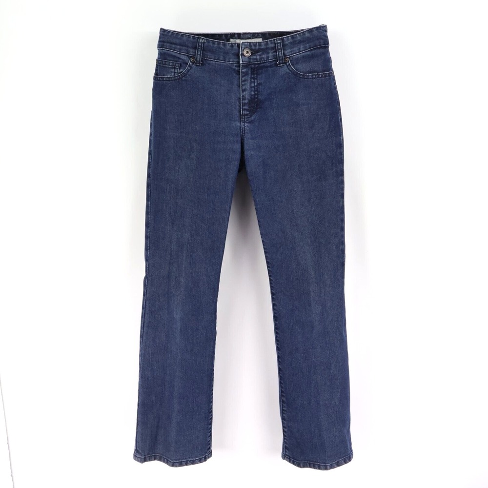 Chico's Platinum Denim Jeans Womens 0 Short Blue Dark Wash Mid Rise Straight Leg